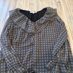 LOFT Black and White Geometric Blouse